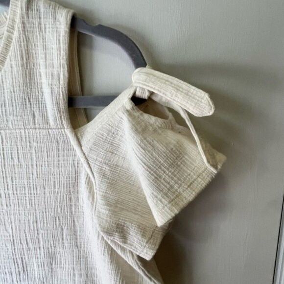 Madewell Cream Linen Like Cold Shoulder Top Size S - Picture 6 of 6